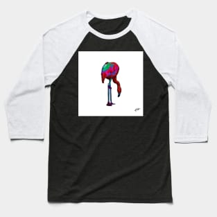 Stooped Over Flamingo In Abstract Baseball T-Shirt